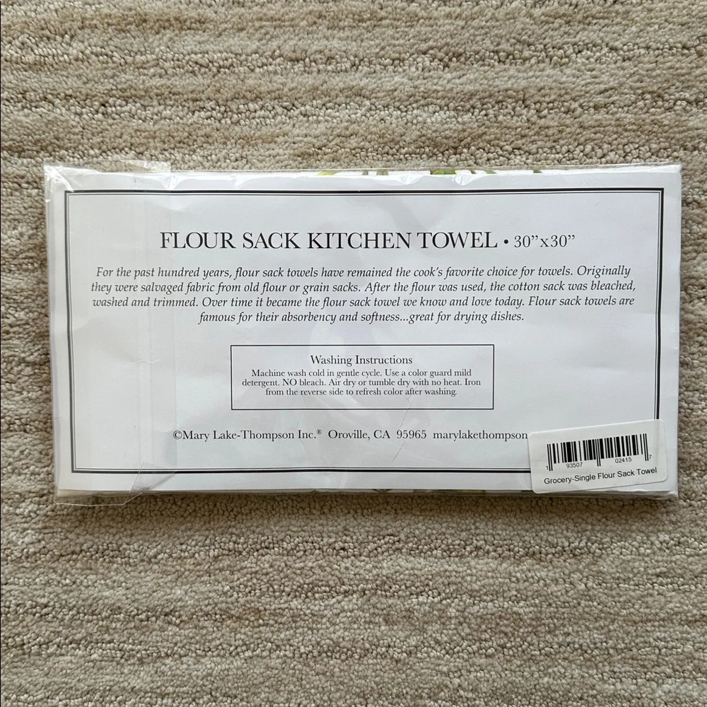 Mary Lake-Thompson Kitchen Flour Sack Dish Towel Holly Berries Watering Can
